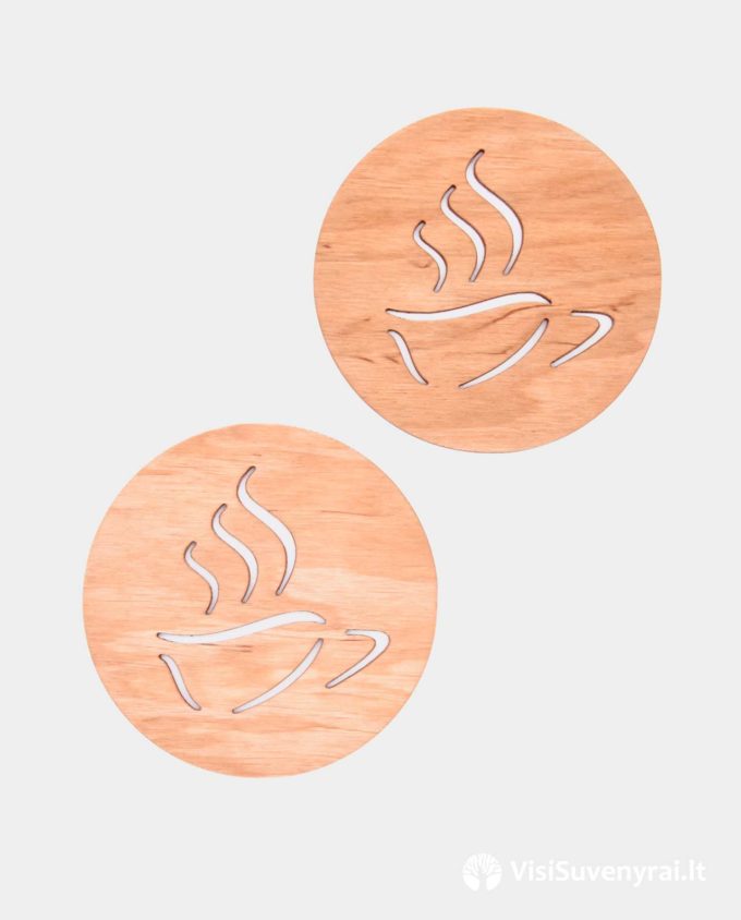 kavos padėkliukai iš medžio verslo dovanos suvenyrai su logotipu apvalūs stalo padėklai mediniai